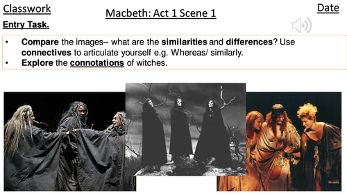 The Witches extract and Act 1 Sc 7 Macbeth - Lower Ability Includes homework and extracts