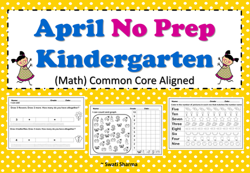 April No Prep Kindergarten Math Packet
