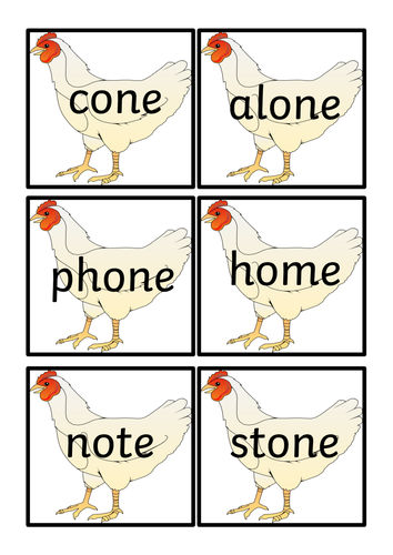 Rubber Chicken split digraph games Phonics Year 1 i-e o-e a-e u-e