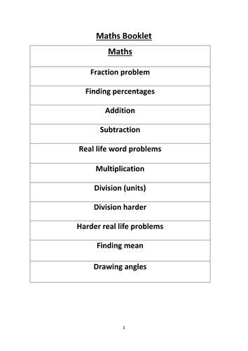 Maths Booklet