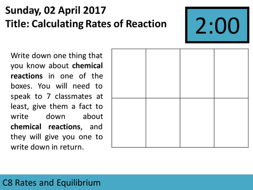 AQA GCSE C8 L1 Calculating Rates of Reaction