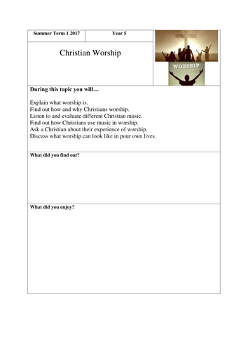 Year 5 - RE (Christian Worship) Lesson 1 Plan and PowerPoint and Overview Sheet (Cheshire West)