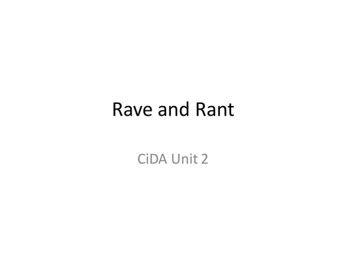 CiDA Teaching Kit - Rave and Rant