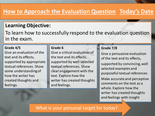 Eduqas Component 1 Reading Skills- Approaching the Evaluation Question (walkthrough)