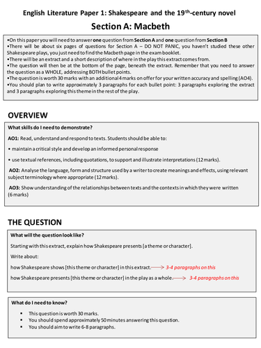 AQA Literature Paper 1 Macbeth Revision Guide by BeccaLP - Teaching ...