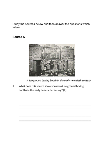 GCSE HISTORY:SPORT LEISURE TOURISM WJEC: SPORT SOURCE QUESTIONS REVISION