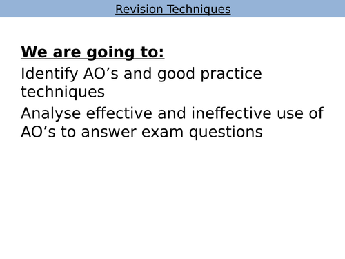 AS/A Level Assessment Objectives Lesson