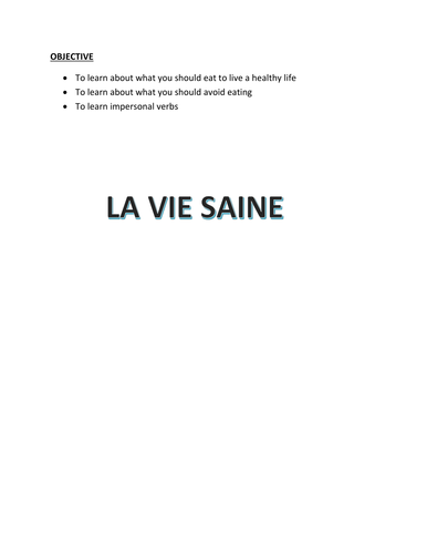 LA VIE SAINE WORKBOOK (FOUNDATION)