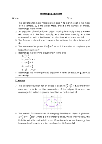 Maths for Science 1 - Rearranging Equations (GCSE) | Teaching Resources