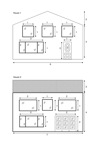 Compound areas of house fronts (worksheet)