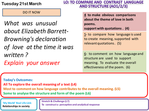 eduqas poetry comparision  - valentine and sonnet 43