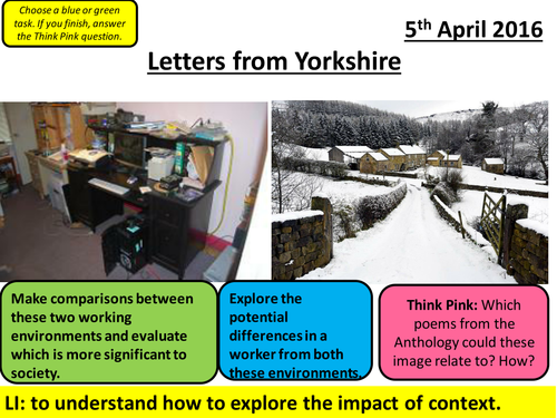 AQA Literature Paper 2 Poetry - Love and Relationships: Letters from Yorkshire