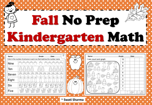 Fall No Prep Kindergarten Math Packet