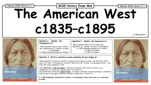 Edexcel GCSE 1-9 American West GCSE History Exam Mat of questions for assessment and planning