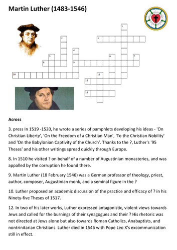Martin Luther Crossword