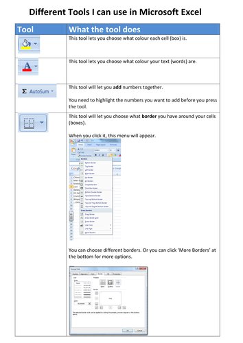 Computing ICT - Xcel Table and Graph activity