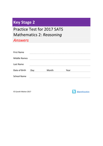 KS2 New 2017 SATS-style Mathematics 2 - Reasoning (Year 6)