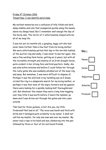 Year 6 - War Horse activities