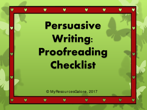 Persuasive Language: Proofreading Check-list