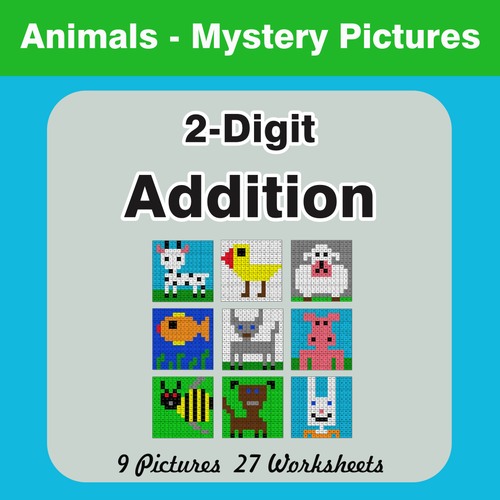 2-Digit Addition Mystery Pictures