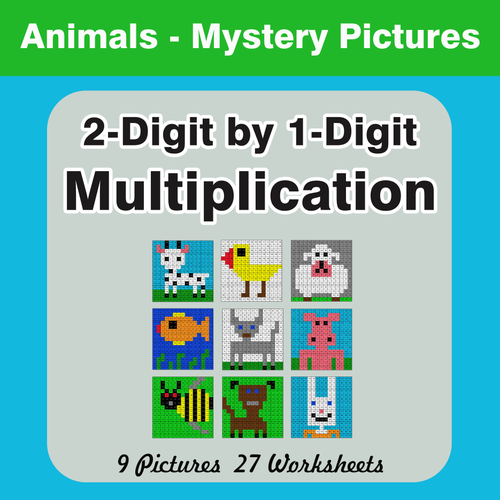 Multiplication: 2-Digit by 1-Digit Mystery Pictures