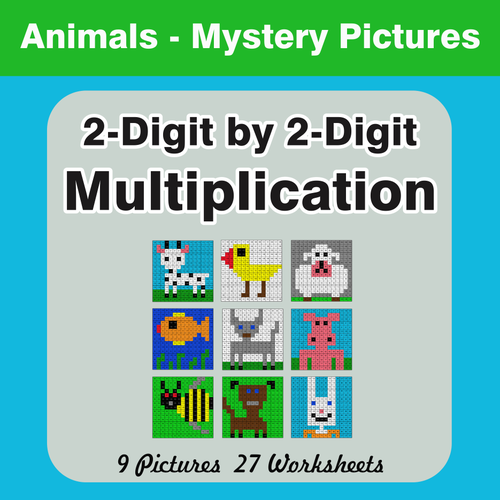 Multiplication: 2-Digit by 2-Digit Mystery Pictures