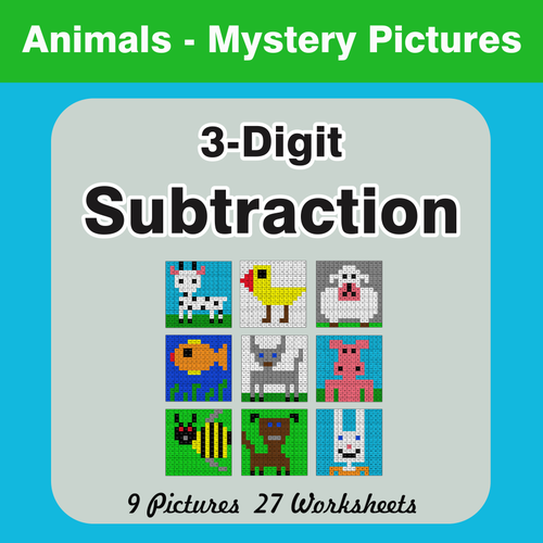 3-Digit Subtraction Mystery Pictures