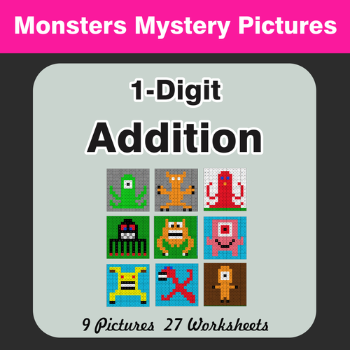 1-Digit Addition - Color By Number Mystery Pictures