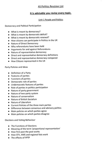 People and Politics Revision Booklet