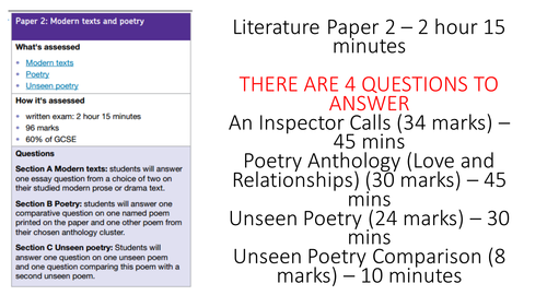 English Literature Paper 2 Revision Overview Teaching Resources