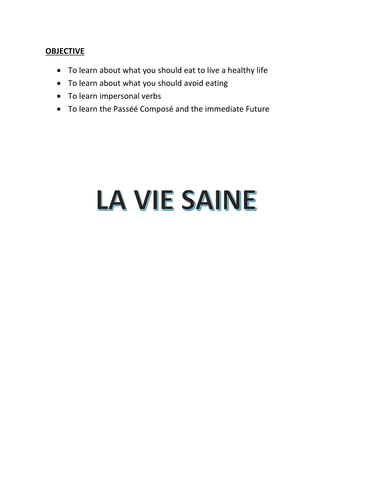 LA VIE SAINE WORKBOOK (HIGHER)