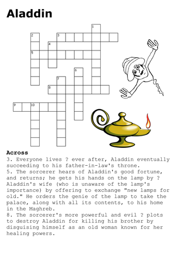 Aladdin Crossword Teaching Resources