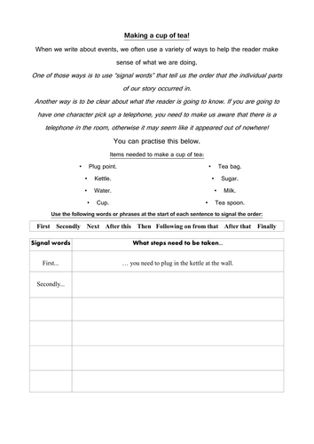 Sequencing Connectives Task