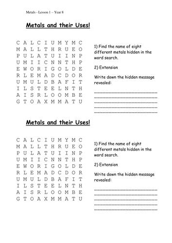 Metals and Their Uses (KS3 Y8 Exploring Science)