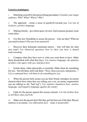 Coercive Structure and Example Letter