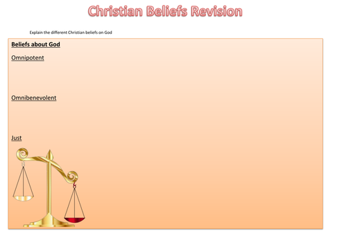 AQA Religious Studies A: Christian Beliefs about God revision sheets