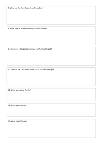 Edexcel unit 3 Marriage and Family revision