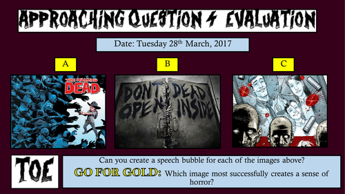 AQA English Language Paper 1, Q4 Evaluation lesson World War Z