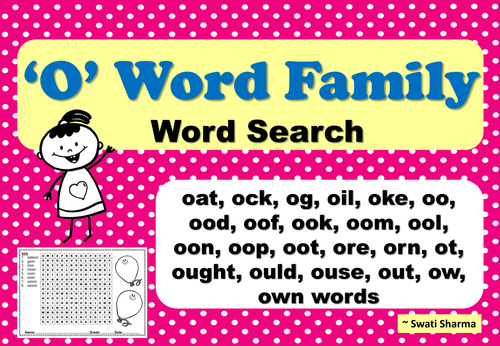 Short and Long O Word Family Word Search