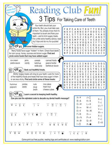 Tips for Taking Care of Your Teeth Word Search Puzzle