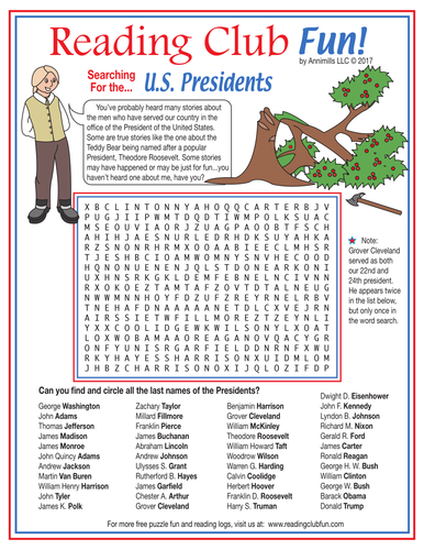 Searching for the U.S. Presidents Word Search Puzzle