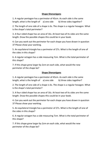 Area and Perimeter Pack