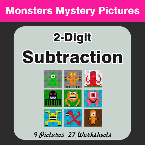 2-Digit Subtraction - Color-By-Number Mystery Pictures