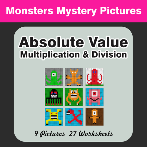 Absolute Value (Multiplication & Division) Color-By-Number Mystery Pictures