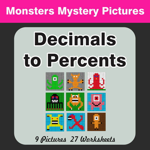 Converting Decimals to Percents - Color-By-Number Mystery Picture