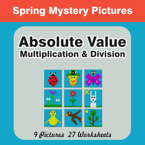 Spring Math: Absolute Value (Addition & Subtraction) Mystery Pictures