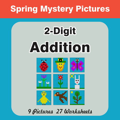 Spring Math: 2-Digit Addition - Mystery Pictures