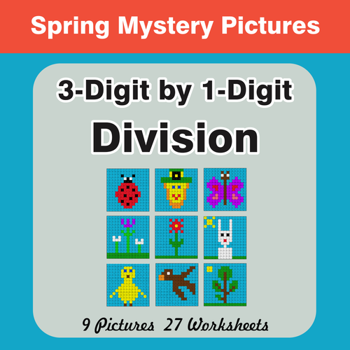 Spring Math: 3-Digit by 1-Digit Division - Mystery Pictures