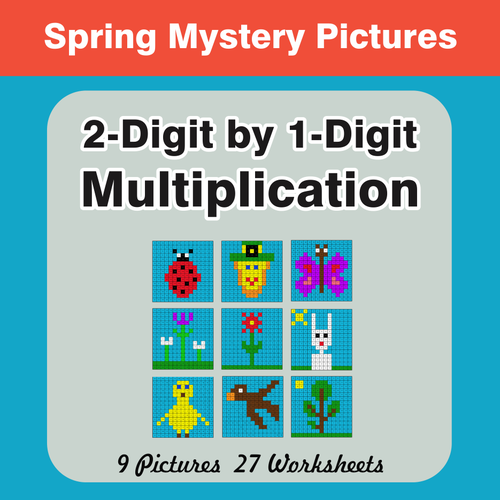 Spring Math: 2-Digit By 1-Digit Multiplication - Mystery Pictures