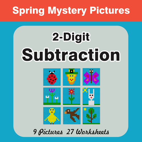 Spring Math: 2-Digit Subtraction - Mystery Pictures